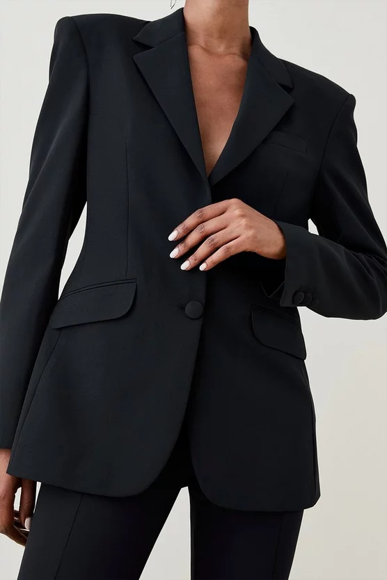 New 🛒 Karen Millen Strong Shoulder Single Breasted Blazer 😉 1 New 🛒 Karen Millen Strong Shoulder Single Breasted Blazer 😉