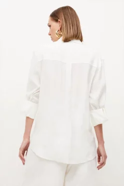 Cheapest 😉 Karen Millen Lydia Millen Petite Linen Longline 👚 Shirt 👍 -Workwear Shop bkk04210 ivory xl 2