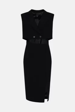 Top 10 🥰 Karen Millen Soft Twill Tailored Sleeveless Tux Midi 👗 Dress ⌛ -Workwear Shop bkk04413 black xl 4