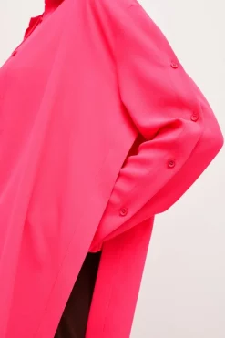 Flash Sale ⭐ Karen Millen Soft Twill Button Sleeve 👚 Shirt 🥰 -Workwear Shop bkk04417 bright20pink xl 2