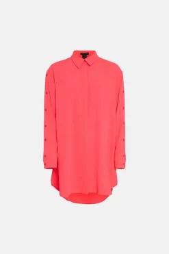 Flash Sale ⭐ Karen Millen Soft Twill Button Sleeve 👚 Shirt 🥰 -Workwear Shop bkk04417 bright20pink xl 3