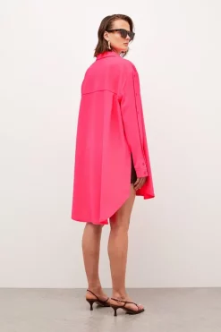 Flash Sale ⭐ Karen Millen Soft Twill Button Sleeve 👚 Shirt 🥰 -Workwear Shop bkk04417 bright20pink xl 5