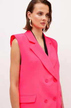 Best deal ✔️ Karen Millen Soft Twill Sleeveless Tux Jacket 🛒 -Workwear Shop bkk04419 bright20pink xl 2