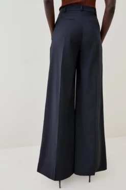 Promo ✨ Karen Millen Wool Blend Pleat Detail Wide Leg Trouser 🔔 -Workwear Shop bkk04480 black xl 2