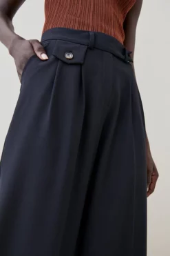 Promo ✨ Karen Millen Wool Blend Pleat Detail Wide Leg Trouser 🔔 -Workwear Shop bkk04480 black xl 4