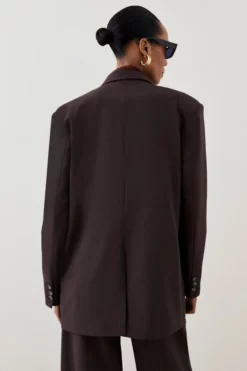 New 👏 Karen Millen Wool Blend Asymetric Wrap Tailored Jacket 🤩 -Workwear Shop bkk04483 chocolate xl 2