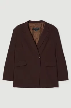 New 👏 Karen Millen Wool Blend Asymetric Wrap Tailored Jacket 🤩 -Workwear Shop bkk04483 chocolate xl 3