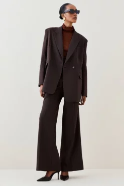 New 👏 Karen Millen Wool Blend Asymetric Wrap Tailored Jacket 🤩 -Workwear Shop bkk04483 chocolate xl 4