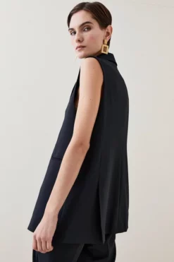Coupon ⭐ Karen Millen Wool Blend Asymmetricwrap Sleeveless Jacket 😍 -Workwear Shop bkk04708 black xl 2