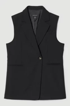 Coupon ⭐ Karen Millen Wool Blend Asymmetricwrap Sleeveless Jacket 😍 -Workwear Shop bkk04708 black xl 3
