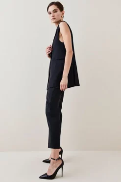 Coupon ⭐ Karen Millen Wool Blend Asymmetricwrap Sleeveless Jacket 😍 -Workwear Shop bkk04708 black xl 4