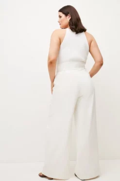 New ⭐ Karen Millen Plus Size Relaxed Tailored Wide Leg Trousers ✨ -Workwear Shop bkk04709 ivory xl 2