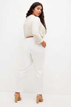 Best Sale 🌟 Karen Millen Plus Size Relaxed Tailored Belted Slim Trouser 👏 -Workwear Shop bkk04717 ivory xl 2