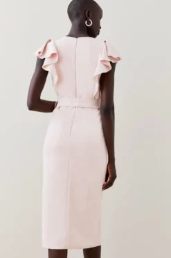 Best reviews of 👏 Karen Millen Tailored Frill Sleeve Belted Midi 👗 Dress ⌛ -Workwear Shop bkk04725 blush xl 2