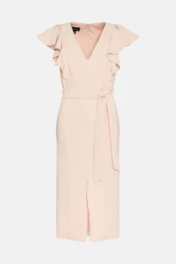Best reviews of 👏 Karen Millen Tailored Frill Sleeve Belted Midi 👗 Dress ⌛ -Workwear Shop bkk04725 blush xl 3