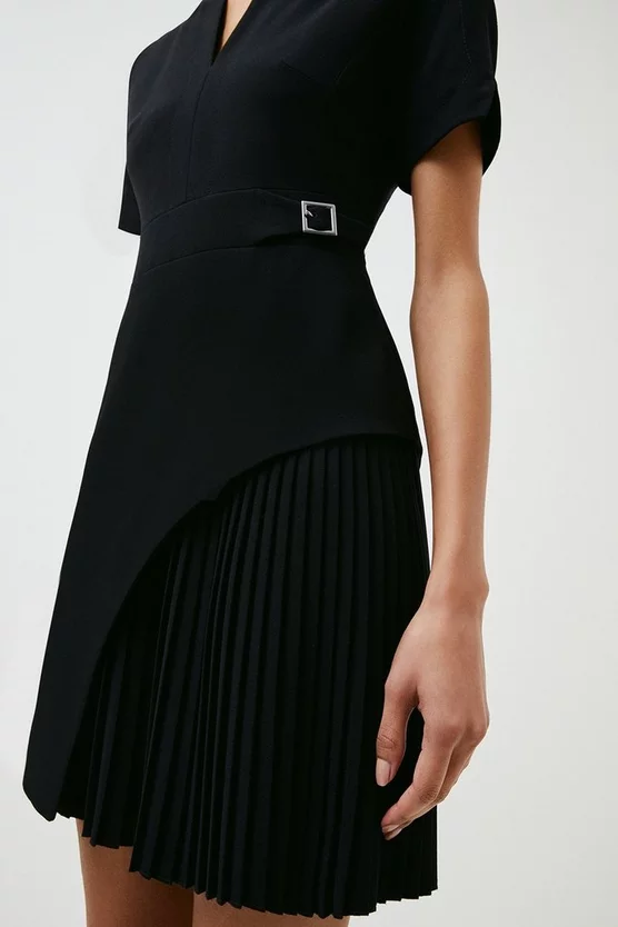 Outlet 😍 Karen Millen Tailored Military Pleat Short Sleeve Mini 👗 Dress 😀 2 Outlet 😍 Karen Millen Tailored Military Pleat Short Sleeve Mini 👗 Dress 😀 - Image 2