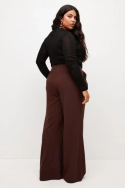 Cheapest ❤️ Karen Millen Plus Size Soft Twill Oversized Wide Trousers 💯 -Workwear Shop bkk04752 chocolate xl 2