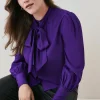 Cheapest 🔔 Karen Millen Plus Size Silk Viscose Satin Pussy Bow 👚 Shirt ✨