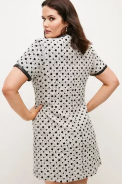 Brand new 🔔 Karen Millen Plus Size Polka Dot Boucle A Line Mini 👗 Dress 😍 -Workwear Shop bkk04906 mono xl 2