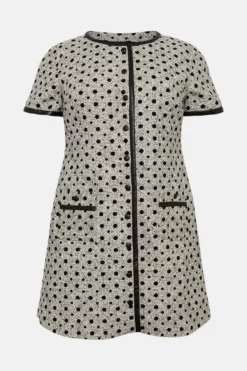 Brand new 🔔 Karen Millen Plus Size Polka Dot Boucle A Line Mini 👗 Dress 😍 -Workwear Shop bkk04906 mono xl 3