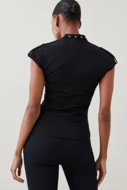 Promo 😉 Karen Millen Lace Up Eyelet Jersey Top 🧨 -Workwear Shop bkk04938 black xl 5