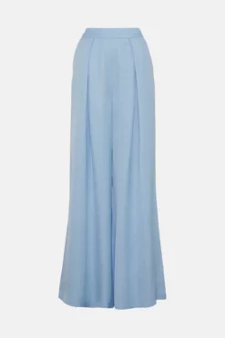 Wholesale 🛒 Karen Millen Premium Polished Linen Pleat Front Wide Leg Trouser ✨ -Workwear Shop bkk05081 blue xl 3