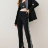 New ⌛ Karen Millen Satin Tailored Slim Leg Diamante Trim Trouser 🎁