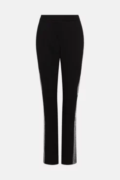 New ⌛ Karen Millen Satin Tailored Slim Leg Diamante Trim Trouser 🎁 -Workwear Shop bkk05107 black xl 3