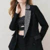 Cheapest ❤️ Karen Millen Satin Diamante Lapel Double Breasted Blazer 😍