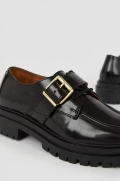 Outlet 💯 Karen Millen Real Leather Chunky Buckle Brogue 🌟 -Workwear Shop bkk05321 black xl 5