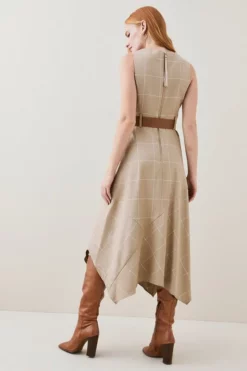 Best reviews of ⭐ Karen Millen Check Belted High Low Midi 👗 Dress 🎁 -Workwear Shop bkk05324 camel xl 2