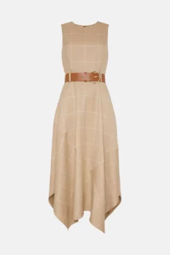 Best reviews of ⭐ Karen Millen Check Belted High Low Midi 👗 Dress 🎁 -Workwear Shop bkk05324 camel xl 3