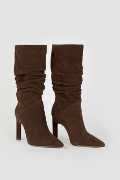 Cheap 🛒 Karen Millen Suede Mid Calf Slouch Heeled Boot 😉 -Workwear Shop bkk05330 chocolate xl 4