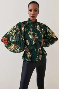 Deals 🌟 Karen Millen Lydia Millen Satin And Sheer Woven Blouse 🤩 -Workwear Shop bkk05451 floral xl 2