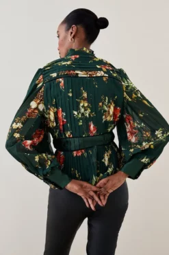 Deals 🌟 Karen Millen Lydia Millen Satin And Sheer Woven Blouse 🤩 -Workwear Shop bkk05451 floral xl 3