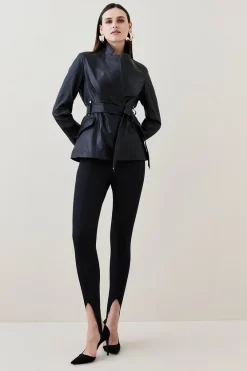 Best Sale 🔥 Karen Millen Petite Leather Investment Neck Short 🧥 Coat 🔔 -Workwear Shop bkk05466 black xl 2