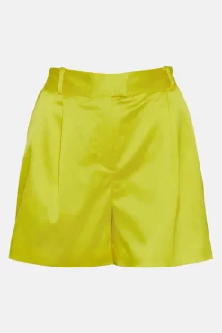 Buy 🤩 Karen Millen Italian Structured Satin Tailored Shorts 🧨 -Workwear Shop bkk05487 true20yellow xl 3