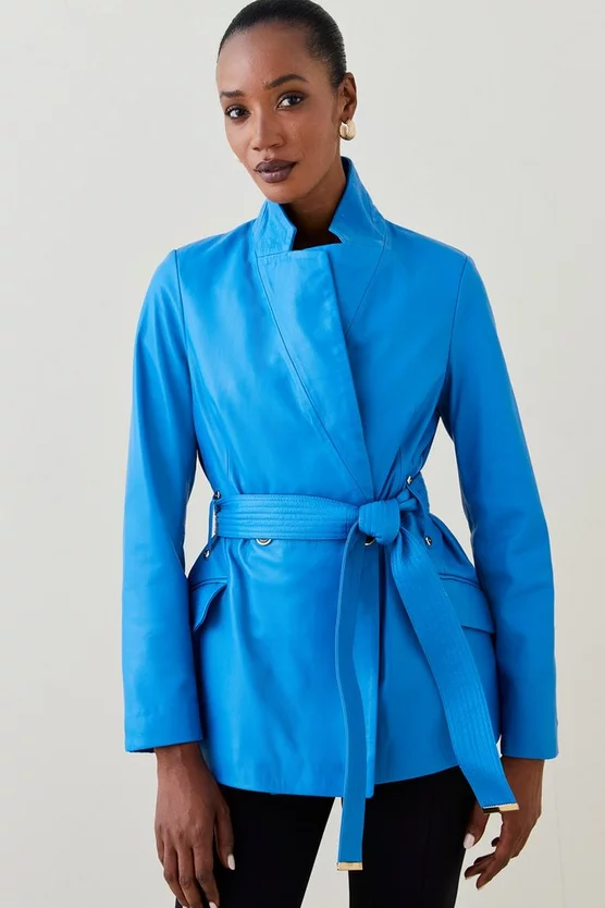 New โ Karen Millen Leather Investment Notch Neck Short ๐งฅ Coat ๐คฉ 1 New โ Karen Millen Leather Investment Notch Neck Short ๐งฅ Coat ๐คฉ