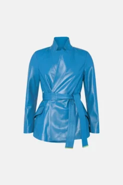 New โ Karen Millen Leather Investment Notch Neck Short ๐งฅ Coat ๐คฉ 13 New โ Karen Millen Leather Investment Notch Neck Short ๐งฅ Coat ๐คฉ -Workwear Shop bkk05489 aqua xl 3