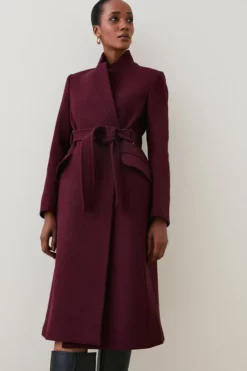 Buy ❤️ Karen Millen Italian Wool Investment Notch Neck 🧥 Coat 🛒