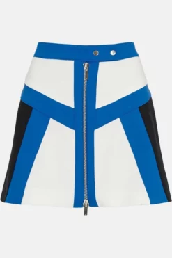 Budget 👏 Karen Millen Compact Stretch Colour Block Biker 👗 Skirt ✔️ -Workwear Shop bkk05556 multi xl 3