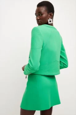 Outlet 👍 Karen Millen Compact Stretch Biker Jacket 🛒 -Workwear Shop bkk05558 green xl 2