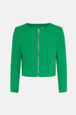 Outlet 👍 Karen Millen Compact Stretch Biker Jacket 🛒 -Workwear Shop bkk05558 green xl 3