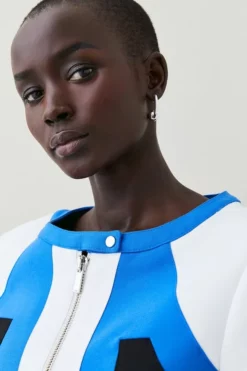 Promo 👍 Karen Millen Compact Stretch Colour Block Biker Jacket 🤩 -Workwear Shop bkk05559 multi xl 2