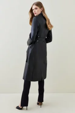 Wholesale ⌛ Karen Millen Leather Investment Notch Neck 🧥 Coat ⭐ -Workwear Shop bkk05564 black xl 4