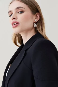 Buy 😉 Karen Millen Compact Stretch Biker Detail Tailored Jacket 😀 -Workwear Shop bkk05575 black xl 5