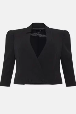 Best Sale 🧨 Karen Millen Plus Size Structure Crepe Tailored Jacket ⭐ -Workwear Shop bkk05600 black xl 3