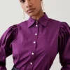 Discount 💯 Karen Millen Poplin Pleat Drama Sleeve Woven 👚 Shirt 🎉