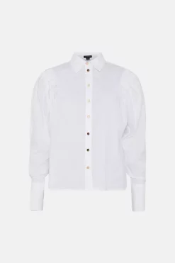 Hot Sale π― Karen Millen Petite Poplin Pleat Drama Sleeve Woven π Shirt π 8 Hot Sale π― Karen Millen Petite Poplin Pleat Drama Sleeve Woven π Shirt π -Workwear Shop bkk05621 white xl 3