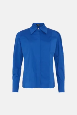 Deals 🧨 Karen Millen Poplin Bib Panelled Woven 👚 Shirt 😀 -Workwear Shop bkk05622 blue xl 3